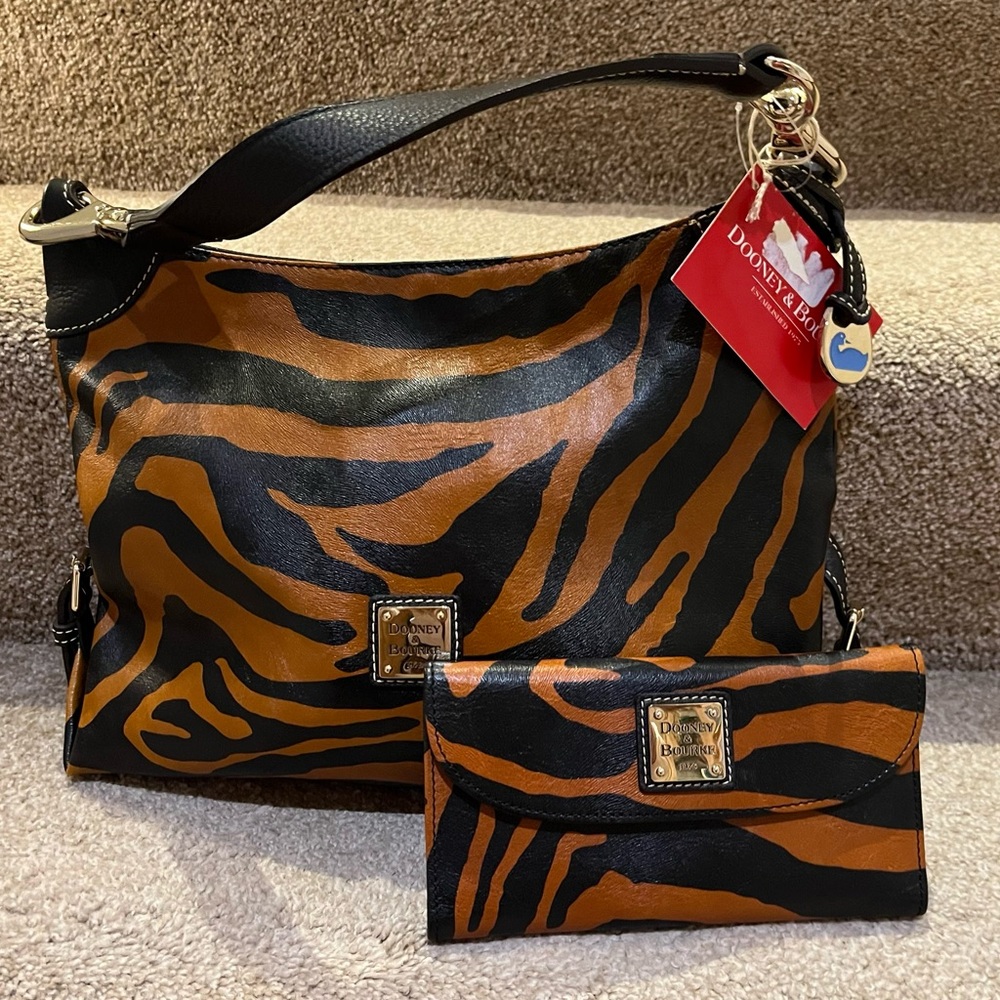 Dooney & Bourke Tiger Med. Satchel #TG196TI w/ Wallet- #UT247TI All NWT
